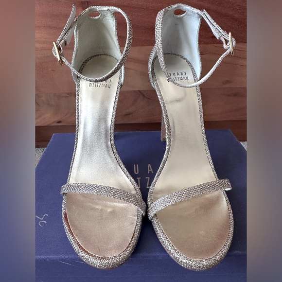 Stuart Weitzman Nudist Stiletto in Platinum Noir size 7.5 - Picture 2 of 6